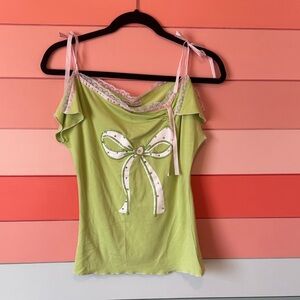 Lime Green Bow-Detail Camisole
